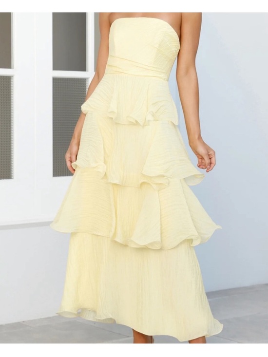 Hello Molly Dresses & Skirts - Hello Molly Pale Yellow Tiered Strapless Midi Skirt